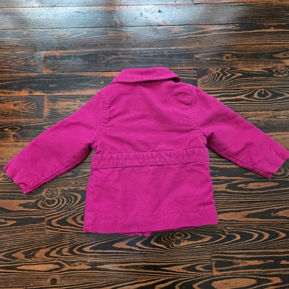 Old Navy Baby Girls Fuchsia Pink Double Breasted Peacoat Jacket Size 18-24 Month